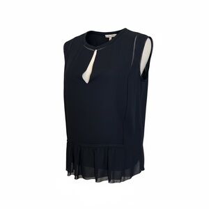 Tory Burch Navy Keyhole Ruffle Hem Camisole